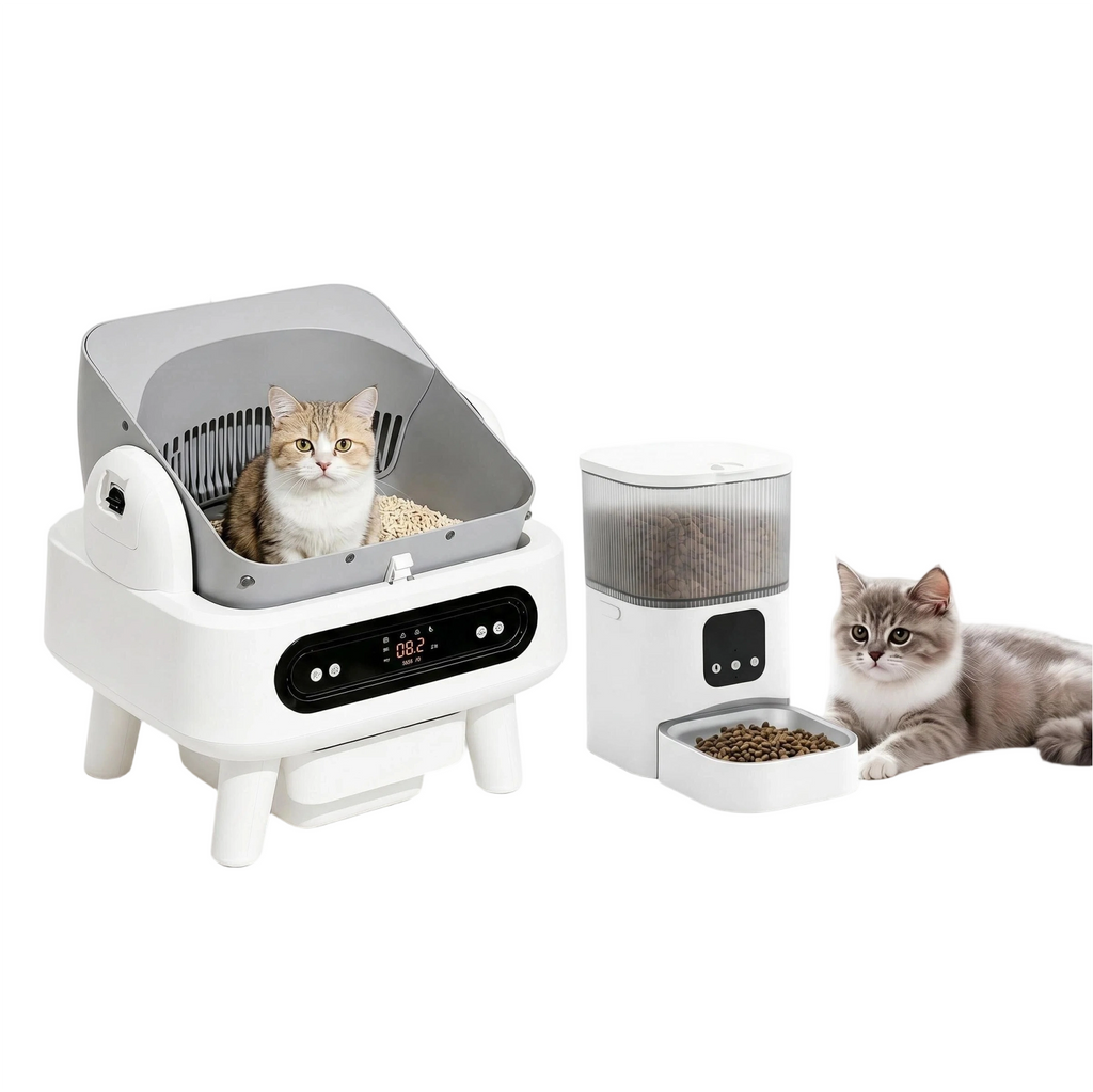 Smart Cat Litter Box + Automatic Feeder Bundle | 15% Off + Free Cleaning Bags | Miaopaw All-In-One Pet Care Kit