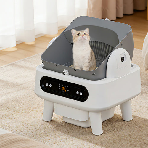 New Smart Litter Box with Weight Monitoring, Anti-Pinch, UV Sterilization, Odor Control & App Control