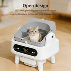 New Smart Litter Box with Weight Monitoring, Anti-Pinch, UV Sterilization, Odor Control & App Control