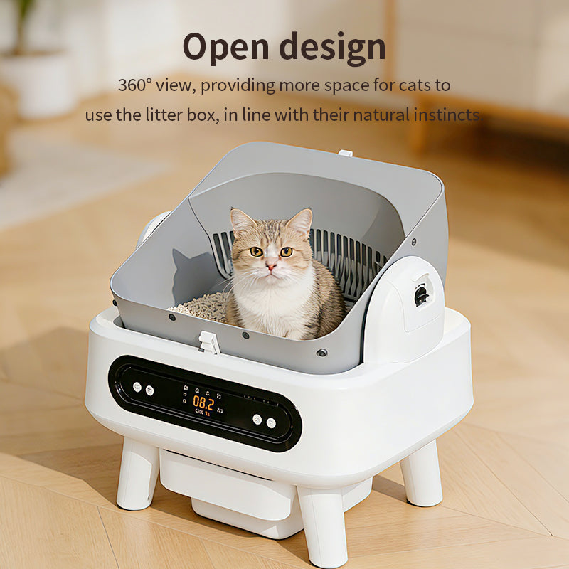 New Smart Litter Box with Weight Monitoring, Anti-Pinch, UV Sterilization, Odor Control & App Control