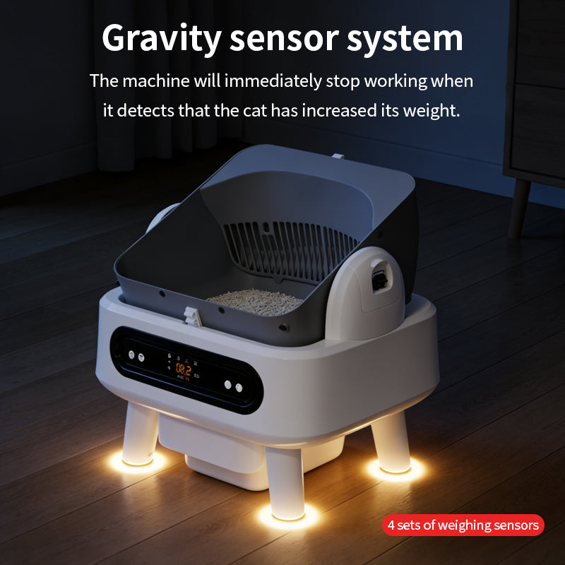 New Smart Litter Box with Weight Monitoring, Anti-Pinch, UV Sterilization, Odor Control & App Control