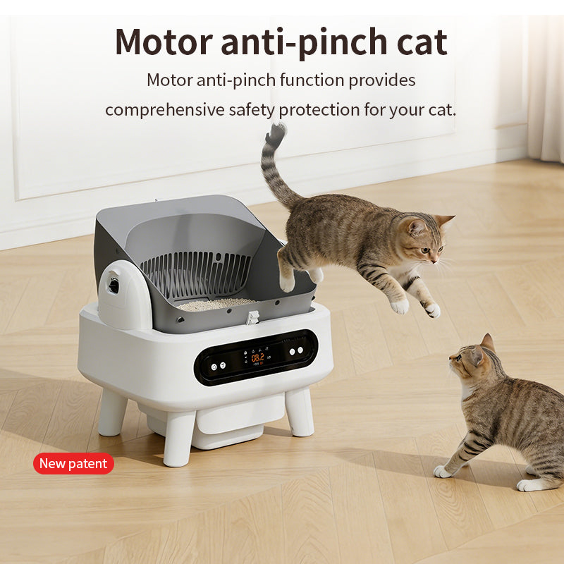 New Smart Litter Box with Weight Monitoring, Anti-Pinch, UV Sterilization, Odor Control & App Control